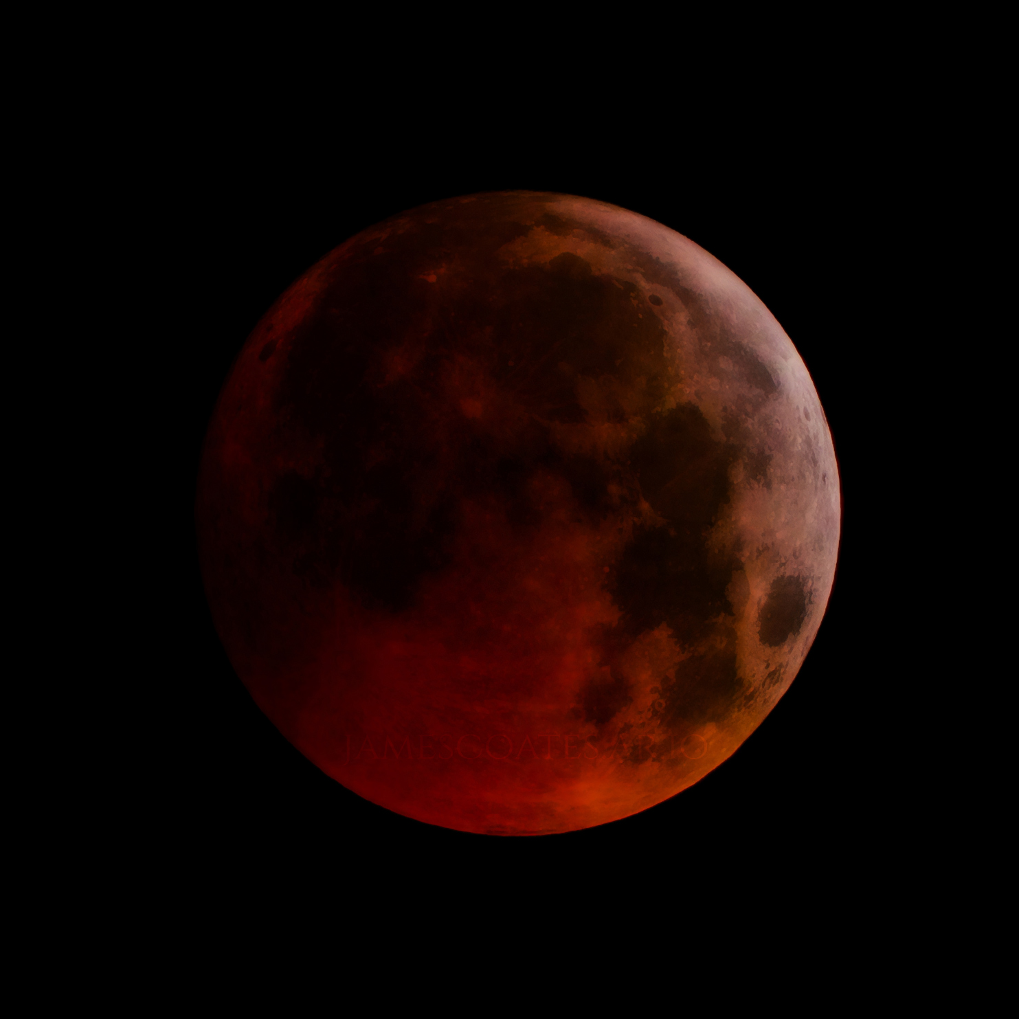 The eclipsed Moon in a second frame from the same night