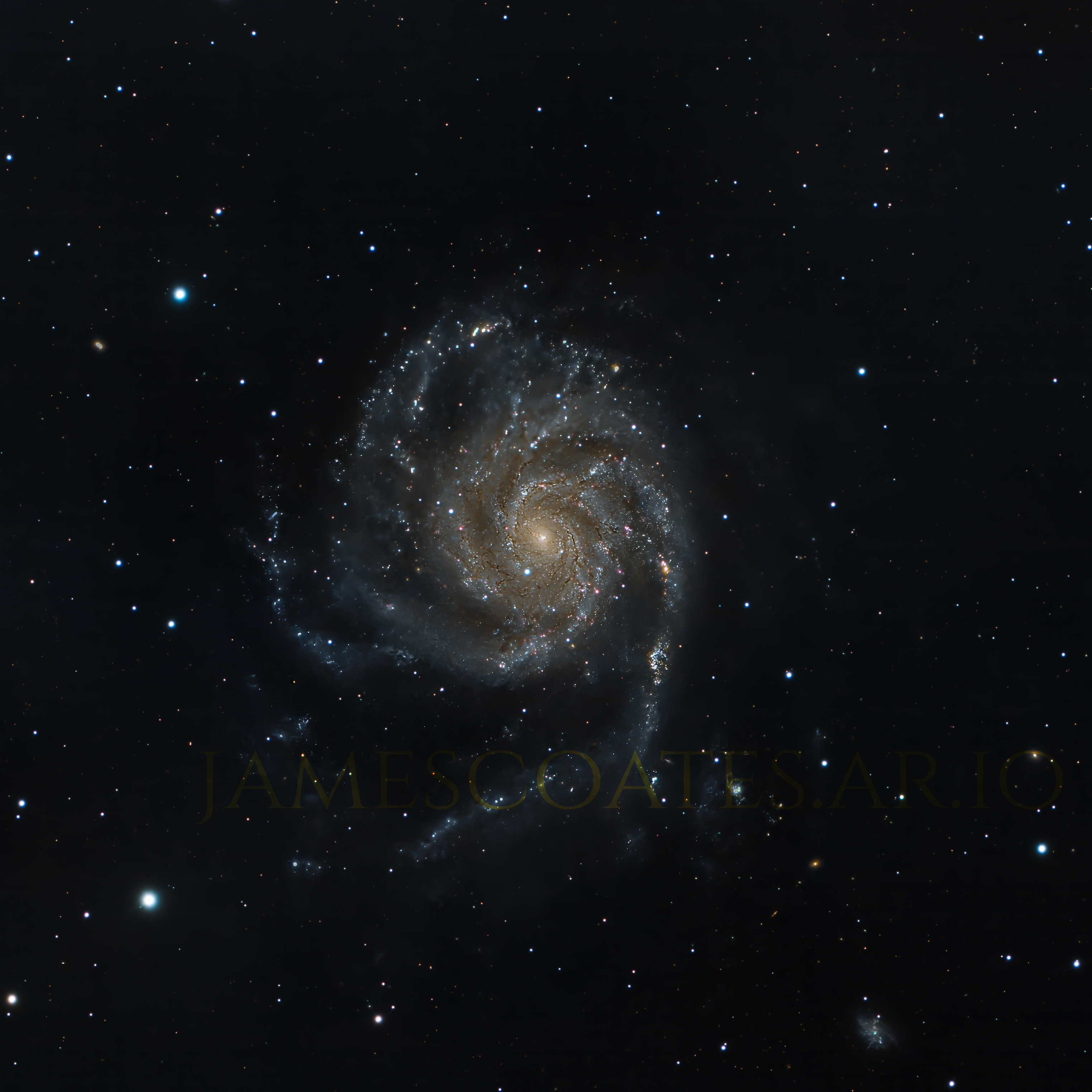 The Pinwheel Galaxy, a face-on spiral with knots of star formation along its arms